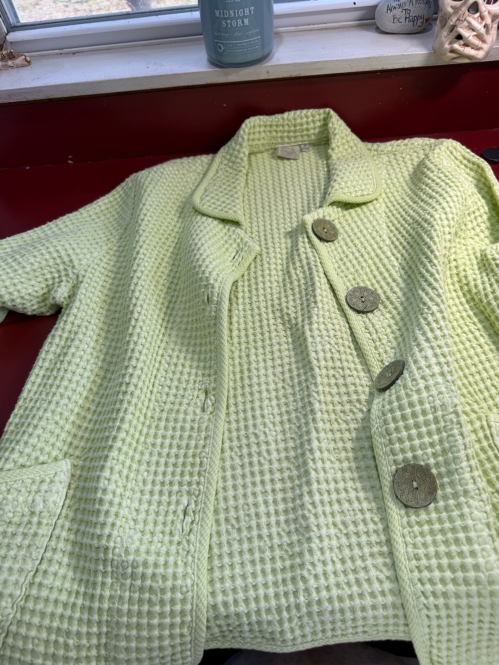 Light Green Waffle-Knit Women's Blazer Jacket
